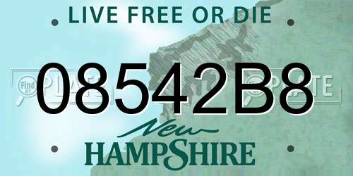 08542B8 New Hampshire License Plate
