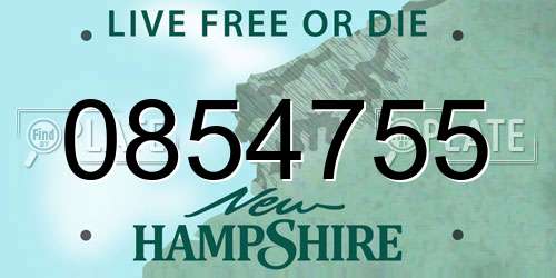 0854755 New Hampshire License Plate