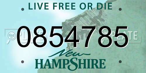 0854785 New Hampshire License Plate
