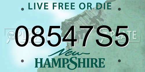08547S5 New Hampshire License Plate