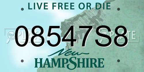 08547S8 New Hampshire License Plate