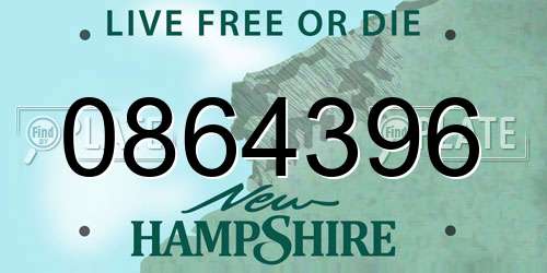 0864396 New Hampshire License Plate