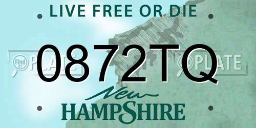 0872TQ New Hampshire License Plate