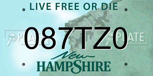 087TZ0 New Hampshire License Plate