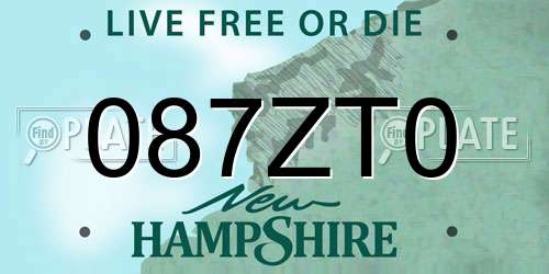 087ZT0 New Hampshire License Plate