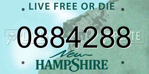 0884288 New Hampshire License Plate