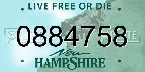 0884758 New Hampshire License Plate
