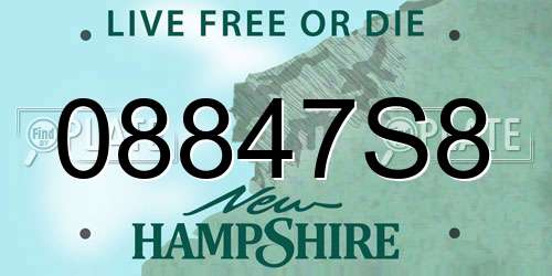08847S8 New Hampshire License Plate