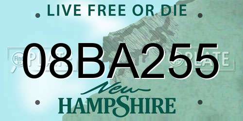 08BA255 New Hampshire License Plate