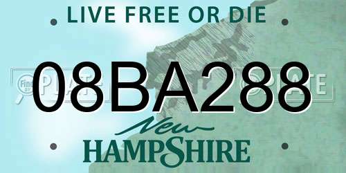 08BA288 New Hampshire License Plate