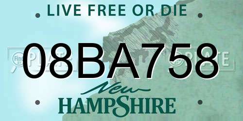 08BA758 New Hampshire License Plate