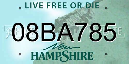 08BA785 New Hampshire License Plate