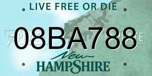 08BA788 New Hampshire License Plate