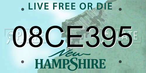 08CE395 New Hampshire License Plate