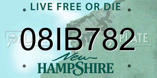 08IB782 New Hampshire License Plate