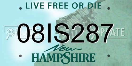 08IS287 New Hampshire License Plate