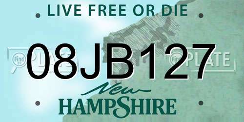 08JB127 New Hampshire License Plate
