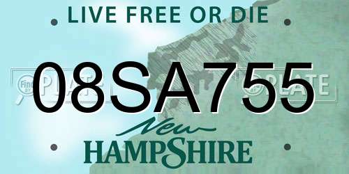 08SA755 New Hampshire License Plate