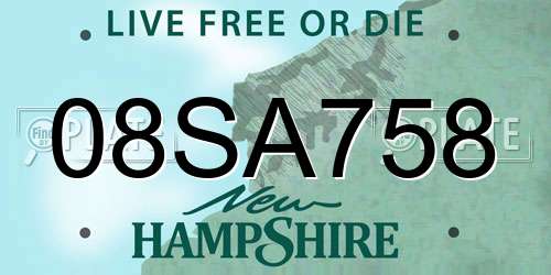 08SA758 New Hampshire License Plate