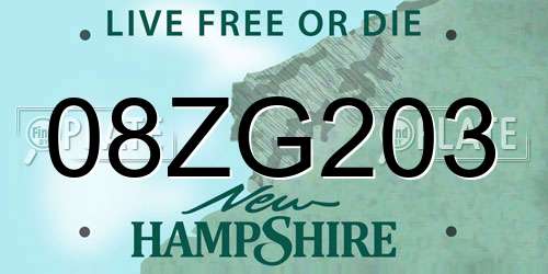 08ZG203 New Hampshire License Plate