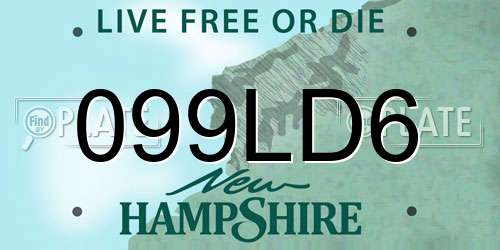 099LD6 New Hampshire License Plate