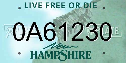0A61230 New Hampshire License Plate