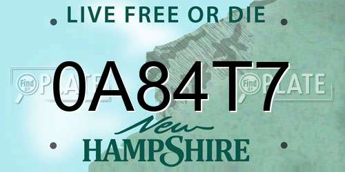 0A84T7 New Hampshire License Plate