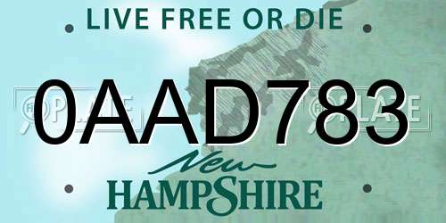 0AAD783 New Hampshire License Plate
