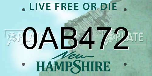 0AB472 New Hampshire License Plate