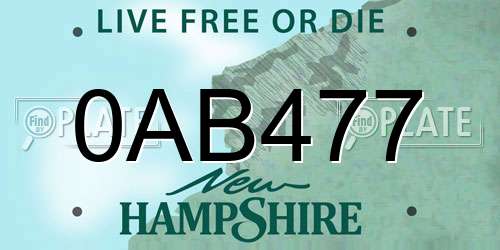 0AB477 New Hampshire License Plate