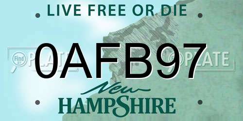 0AFB97 New Hampshire License Plate