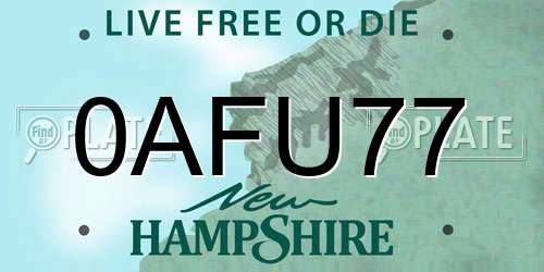 0AFU77 New Hampshire License Plate