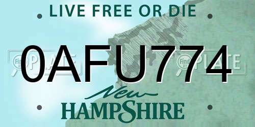 0AFU774 New Hampshire License Plate