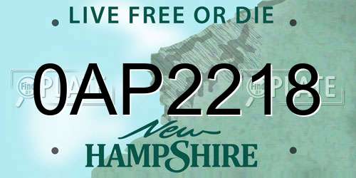 0AP2218 New Hampshire License Plate