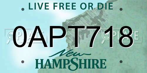 0APT718 New Hampshire License Plate
