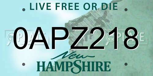0APZ218 New Hampshire License Plate