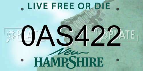 0AS422 New Hampshire License Plate