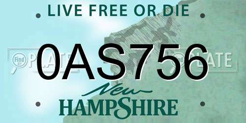 0AS756 New Hampshire License Plate