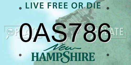 0AS786 New Hampshire License Plate
