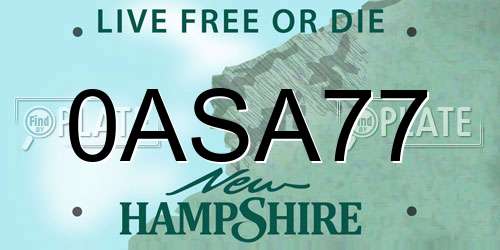 0ASA77 New Hampshire License Plate
