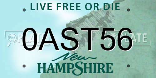 0AST56 New Hampshire License Plate