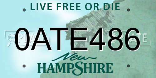 0ATE486 New Hampshire License Plate