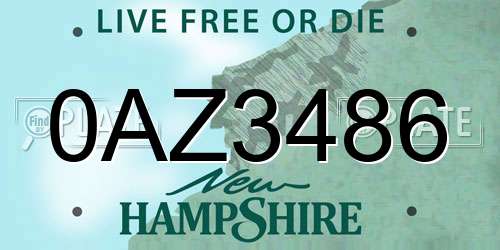 0AZ3486 New Hampshire License Plate