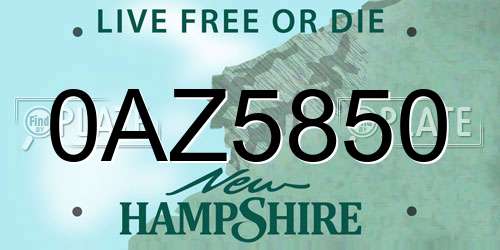 0AZ5850 New Hampshire License Plate