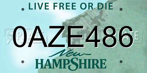 0AZE486 New Hampshire License Plate