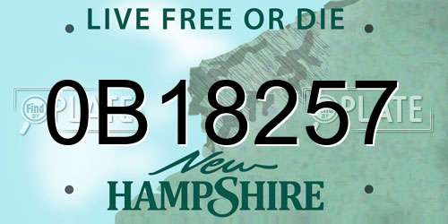0B18257 New Hampshire License Plate