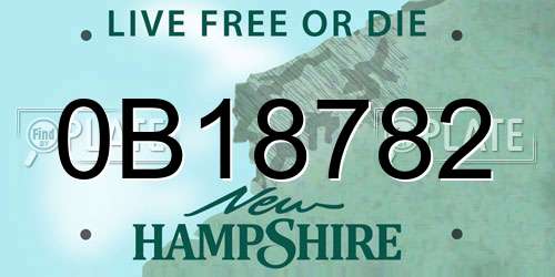 0B18782 New Hampshire License Plate
