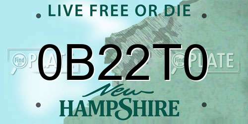 0B22T0 New Hampshire License Plate