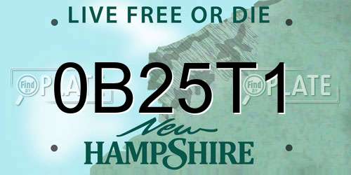 0B25T1 New Hampshire License Plate