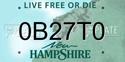 0B27T0 New Hampshire License Plate